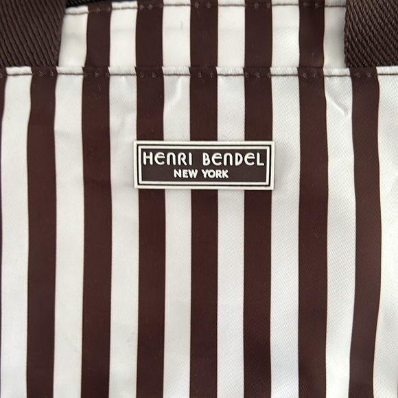Henri Bendel Brown/White Striped Nylon Packable Back Pack - Picture 2 of 8